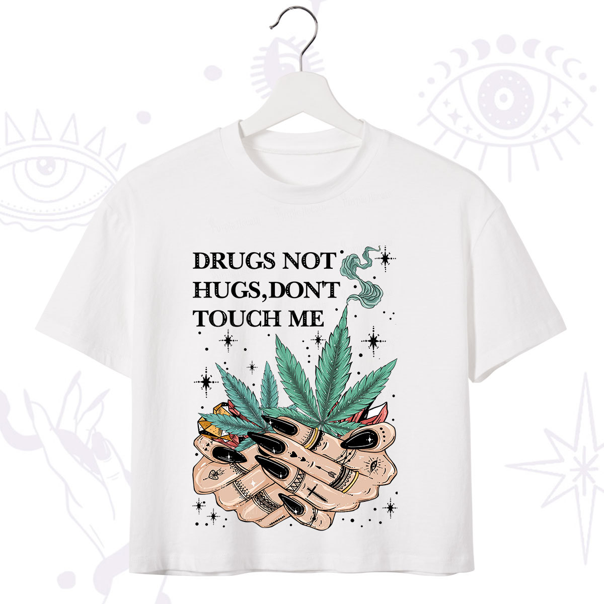 Purplehecate Drugs Not Hugs Crop T-Shirt