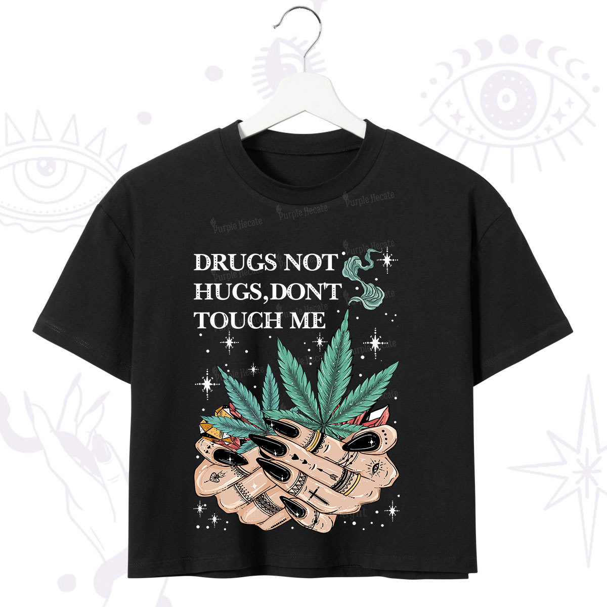 Purplehecate Drugs Not Hugs Crop T-Shirt