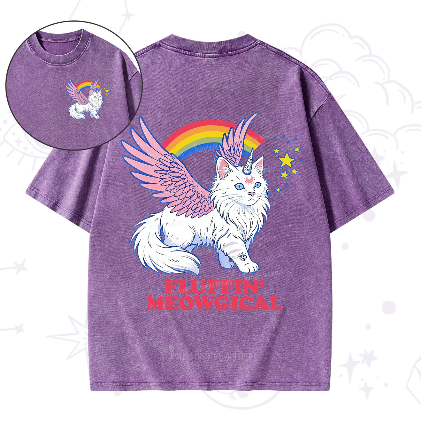 Purplehecate Fluffin Meowgical Washed T-Shirt