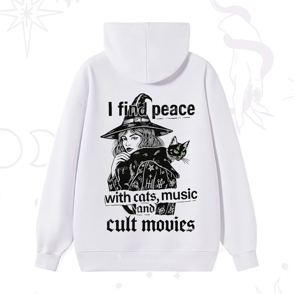 Purplehecate I Find Peace With Cats Music Cult Movies Hoodie