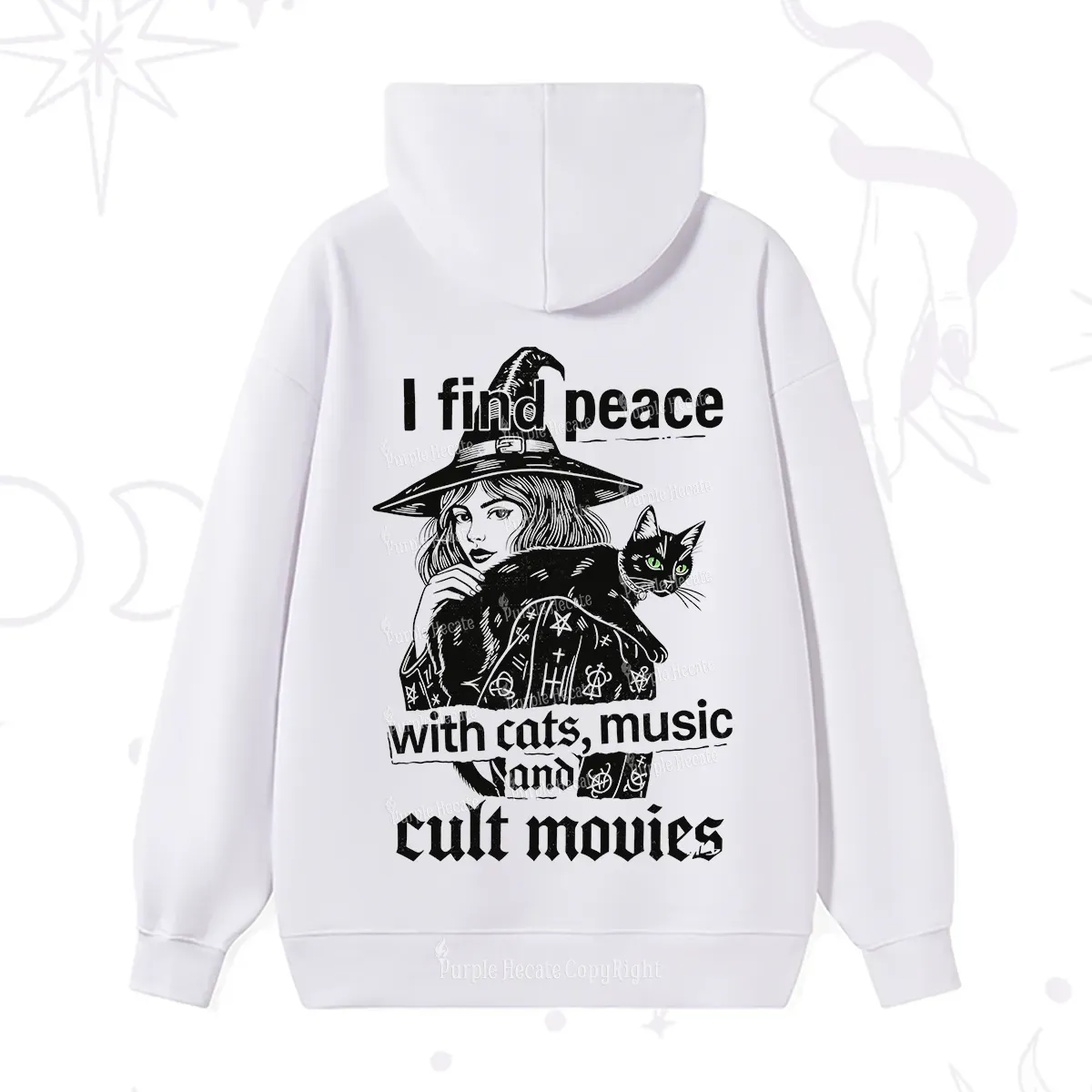 Purplehecate I Find Peace With Cats Music Cult Movies Hoodie