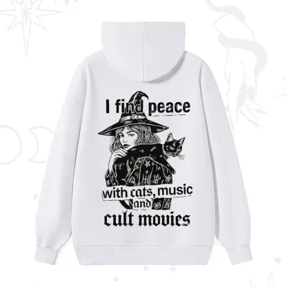 Purplehecate I Find Peace With Cats Music Cult Movies Hoodie