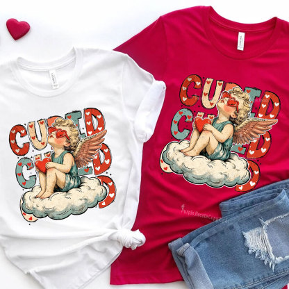 Purplehecate Retro Cupid Vibes Valentine Couple T-Shirt