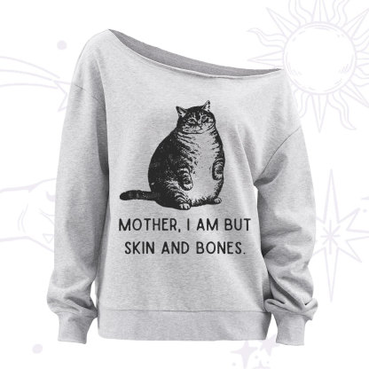 Purplehecate Cat Mother I Am But Skin And Bones Off The Shoulder Sweatshirt