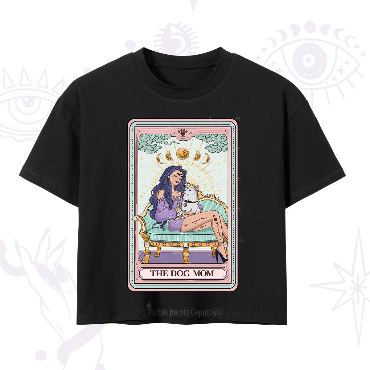 Purplehecate The Dog Mom Tarot Card Crop T-Shirt