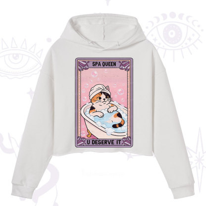 Purplehecate The Spa Queen Cat Tarot Crop Hoodie