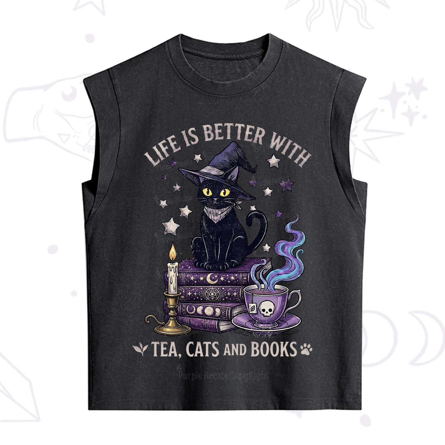 Purplehecate Life Is Better With Cats And Books Vintage Washed Tank