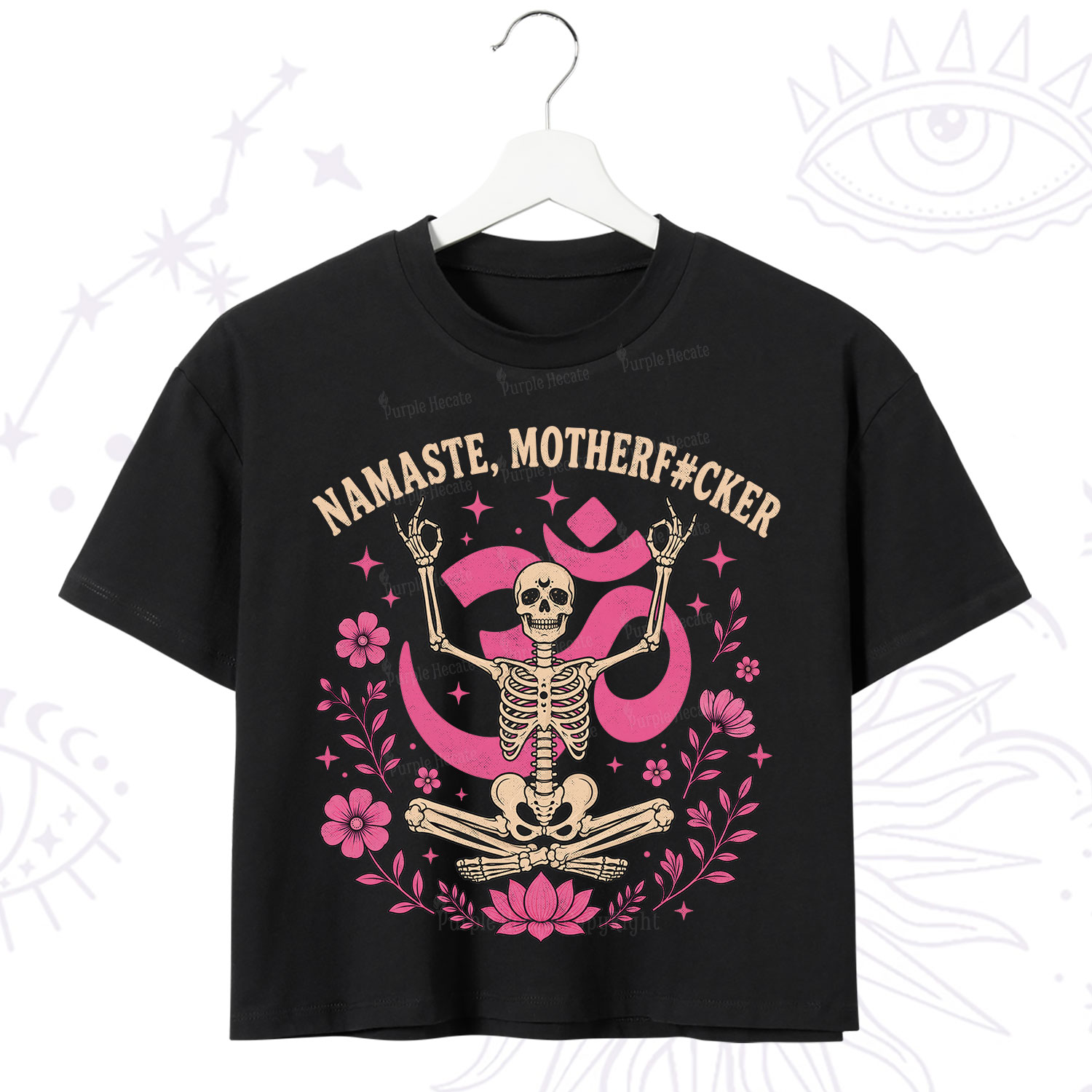 Purplehecate Namaste Motherf*cker Skeleton Crop T-Shirt