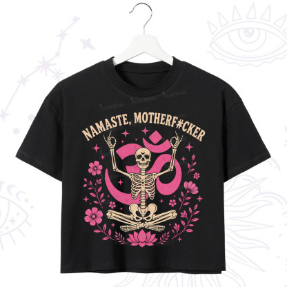 Purplehecate Namaste Motherf*cker Skeleton Crop T-Shirt