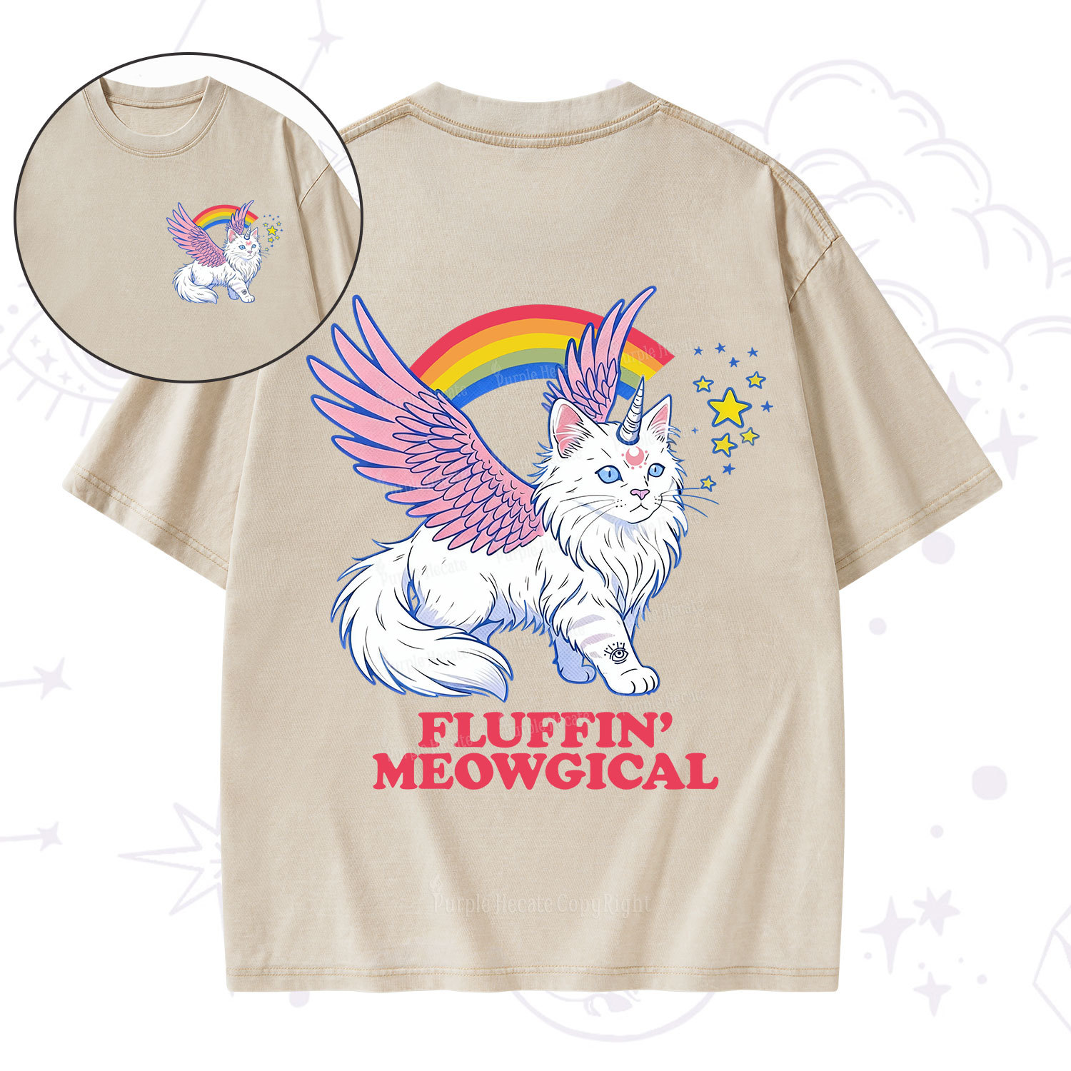 Purplehecate Fluffin Meowgical Washed T-Shirt