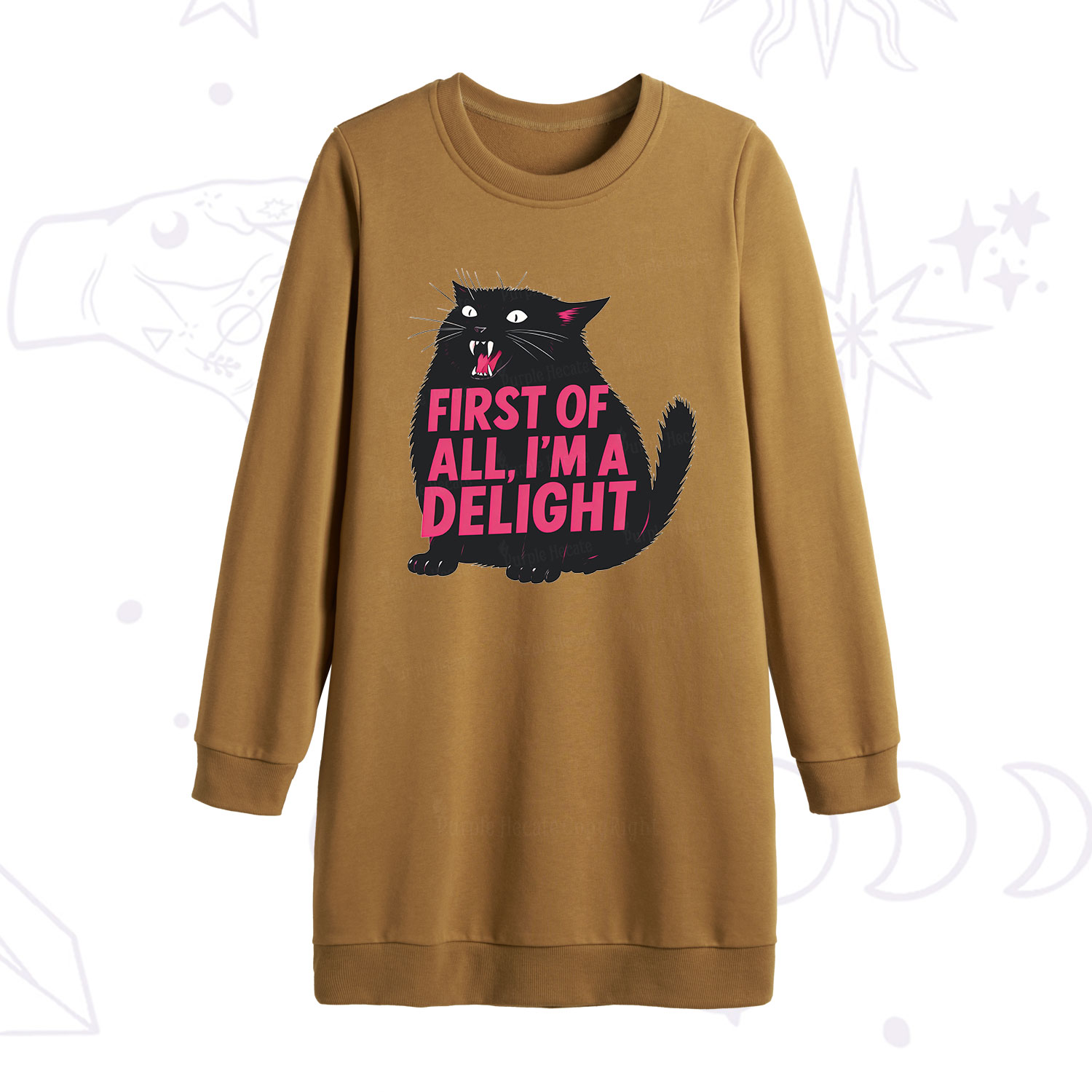 Purplehecate First Of All I'm A Delight Cat Sweatshirt Dress