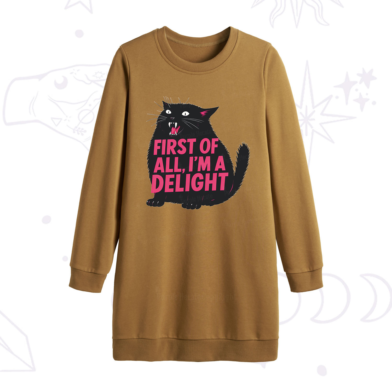 Purplehecate First Of All I'm A Delight Cat Sweatshirt Dress