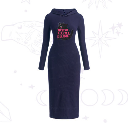Purplehecate First Of All I'm A Delight Cat Hooded Knit Dress