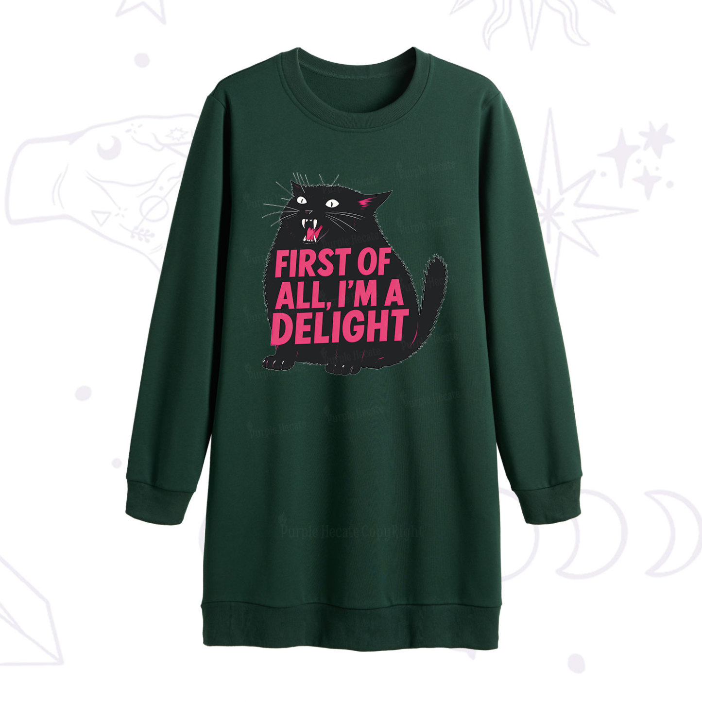 Purplehecate First Of All I'm A Delight Cat Sweatshirt Dress