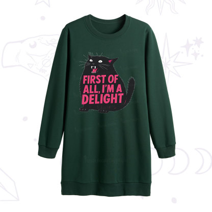 Purplehecate First Of All I'm A Delight Cat Sweatshirt Dress