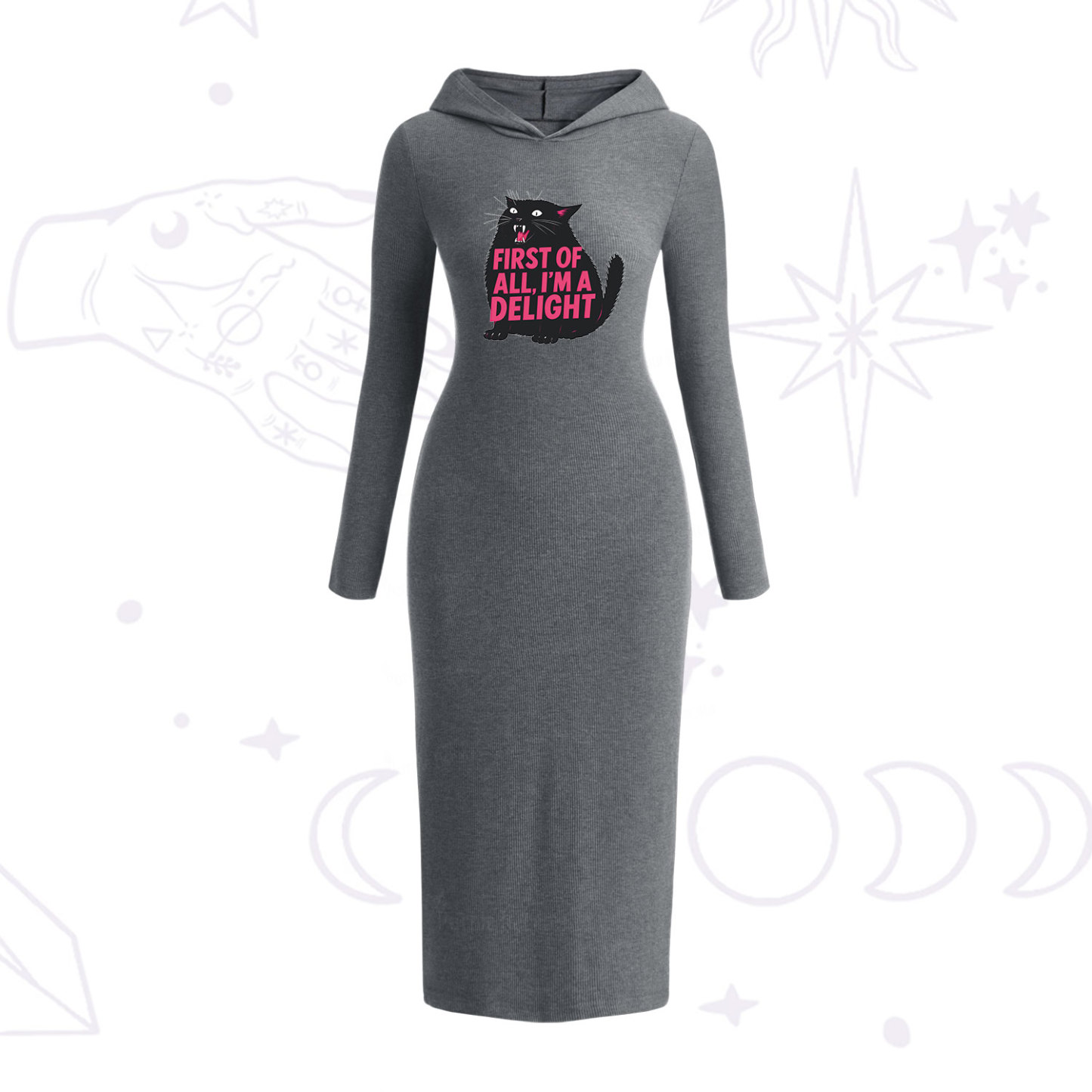 Purplehecate First Of All I'm A Delight Cat Hooded Knit Dress