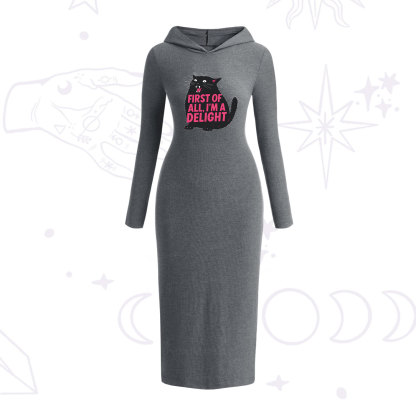 Purplehecate First Of All I'm A Delight Cat Hooded Knit Dress