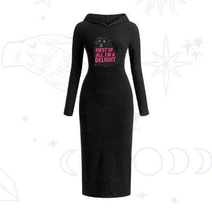 Purplehecate First Of All I'm A Delight Cat Hooded Knit Dress