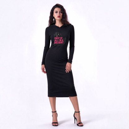 Purplehecate First Of All I'm A Delight Cat Hooded Knit Dress