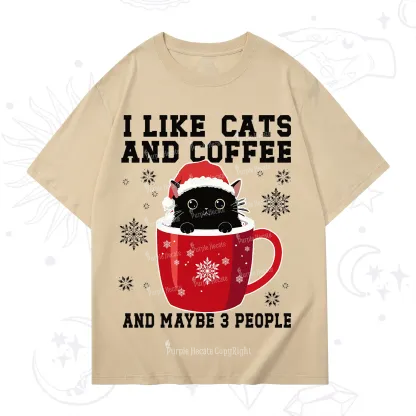 Purplehecate I like Cats And Coffee Christmas T-Shirt