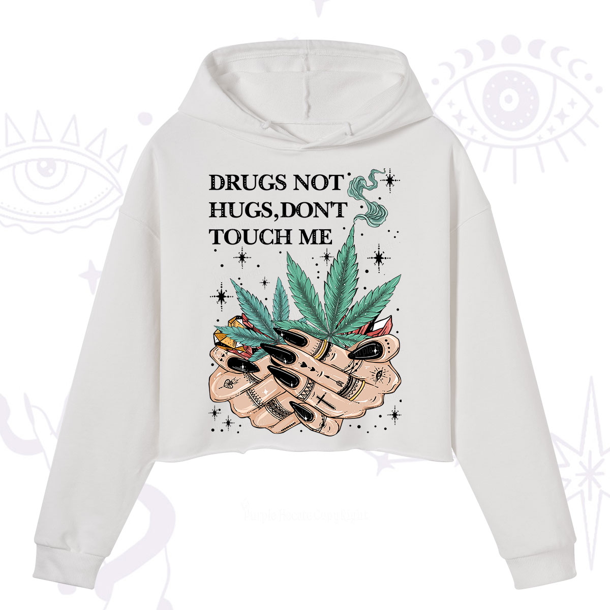 Purplehecate Drugs Not Hugs Crop Hoodie