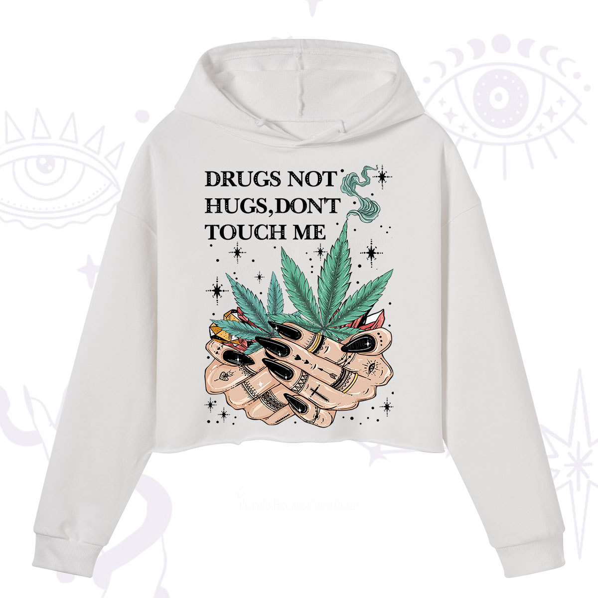 Purplehecate Drugs Not Hugs Crop Hoodie