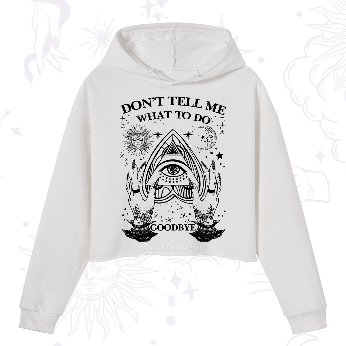 Purplehecate Don't Tell Me What To Do Witch Planchette Eye Crop Hoodie