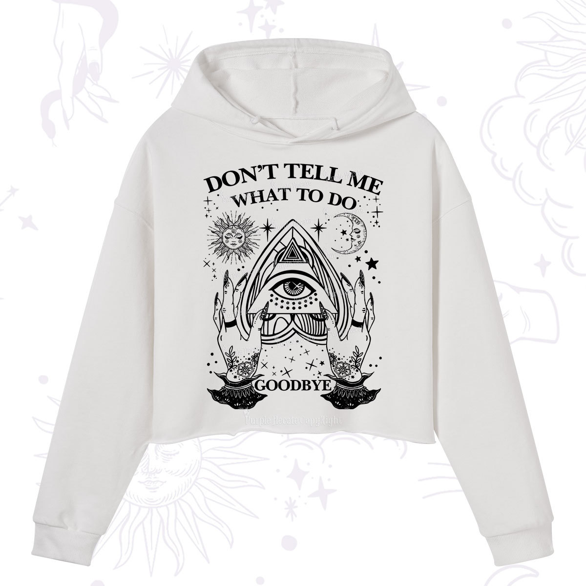 Purplehecate Don't Tell Me What To Do Witch Planchette Eye Crop Hoodie
