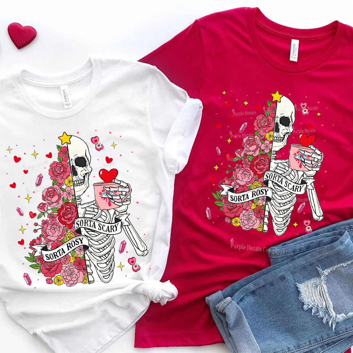Purplehecate Sorta Rosy Sorta Scary Valentine Couple T-Shirt