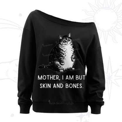 Purplehecate Cat Mother I Am But Skin And Bones Off The Shoulder Sweatshirt