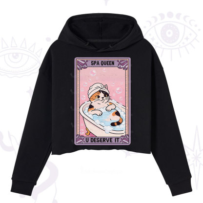 Purplehecate The Spa Queen Cat Tarot Crop Hoodie