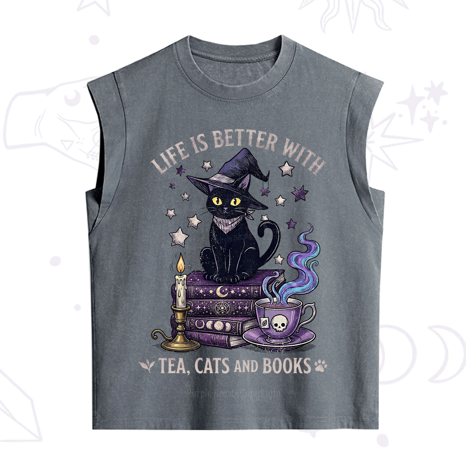 Purplehecate Life Is Better With Cats And Books Vintage Washed Tank