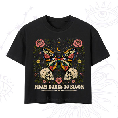 Purplehecate From Bones to Bloom Butterfly Crop T-Shirt