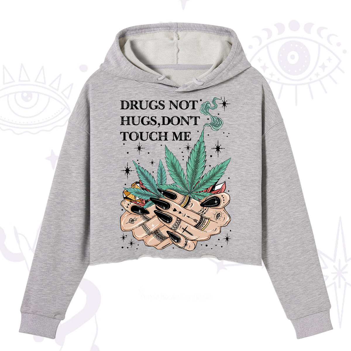 Purplehecate Drugs Not Hugs Crop Hoodie
