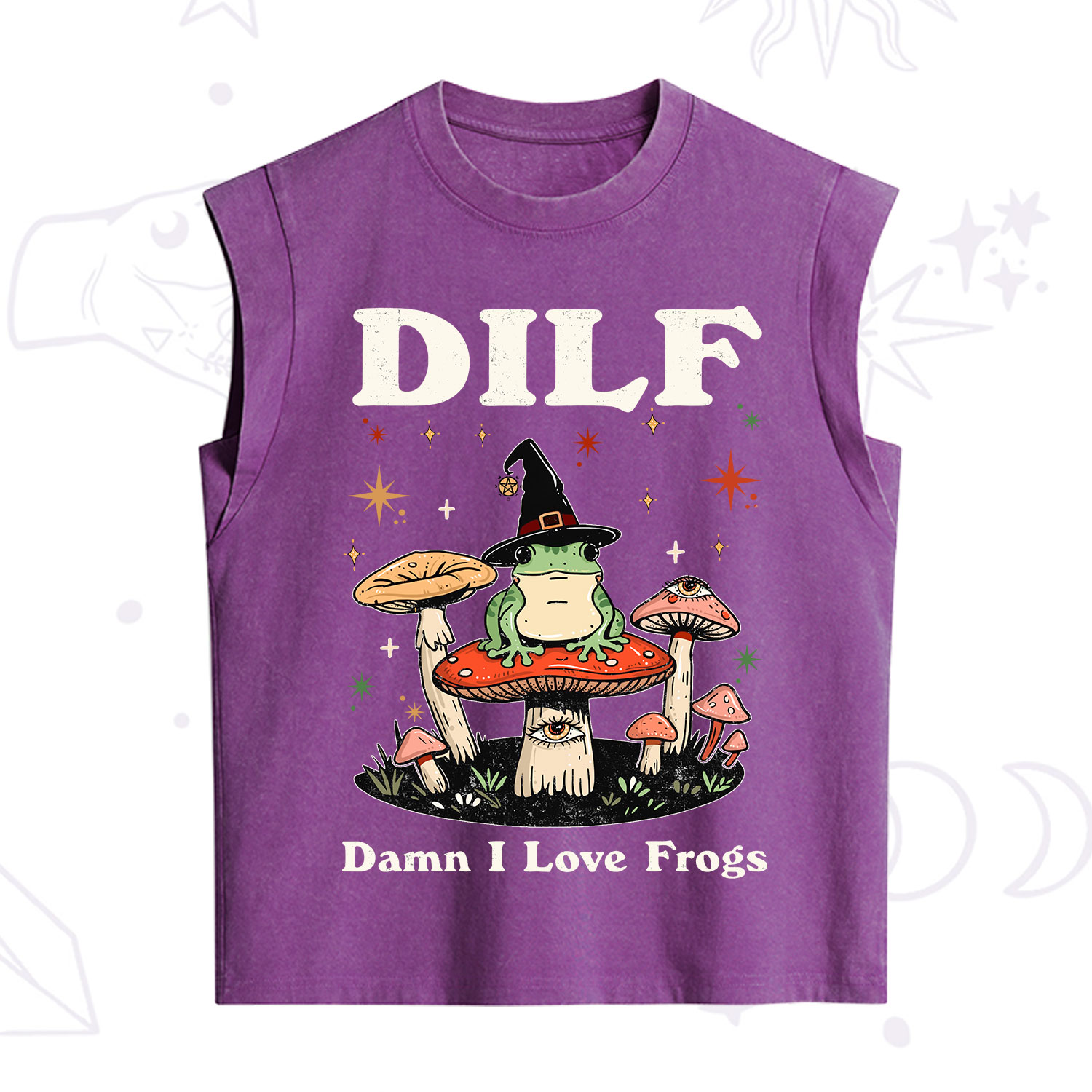 Purplehecate Dilf Damn I Love Frogs Vintage Washed Tank