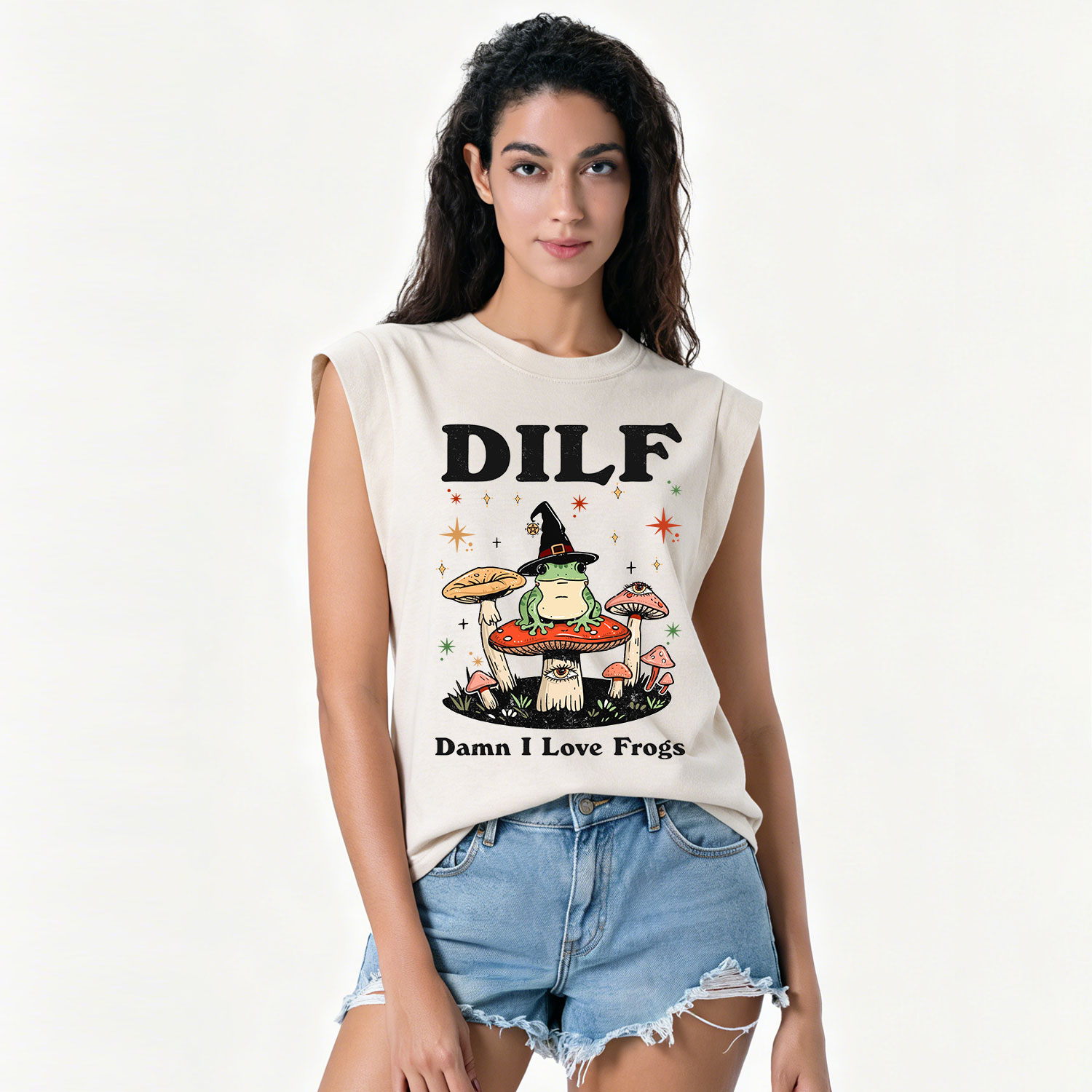 Purplehecate Dilf Damn I Love Frogs Vintage Washed Tank