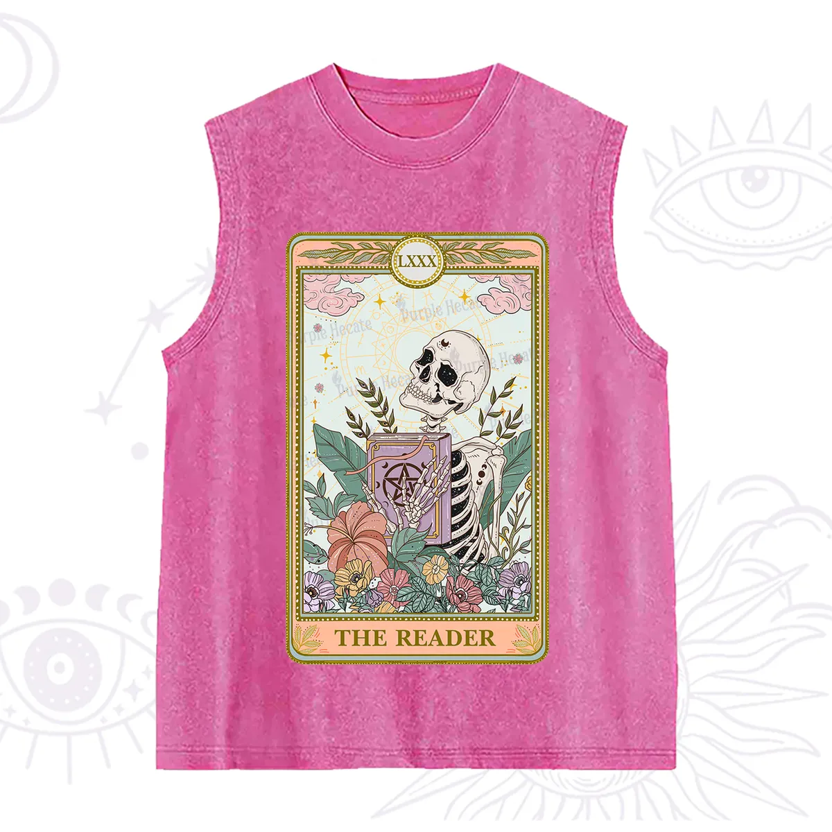 Purplehecate The Reader Occult Tarot Skeleton Washed Tank