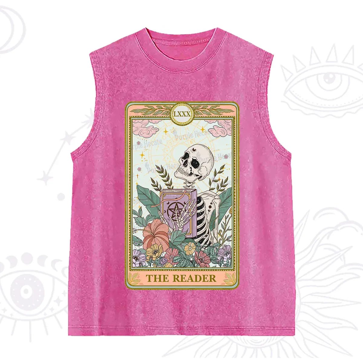 Purplehecate The Reader Occult Tarot Skeleton Washed Tank