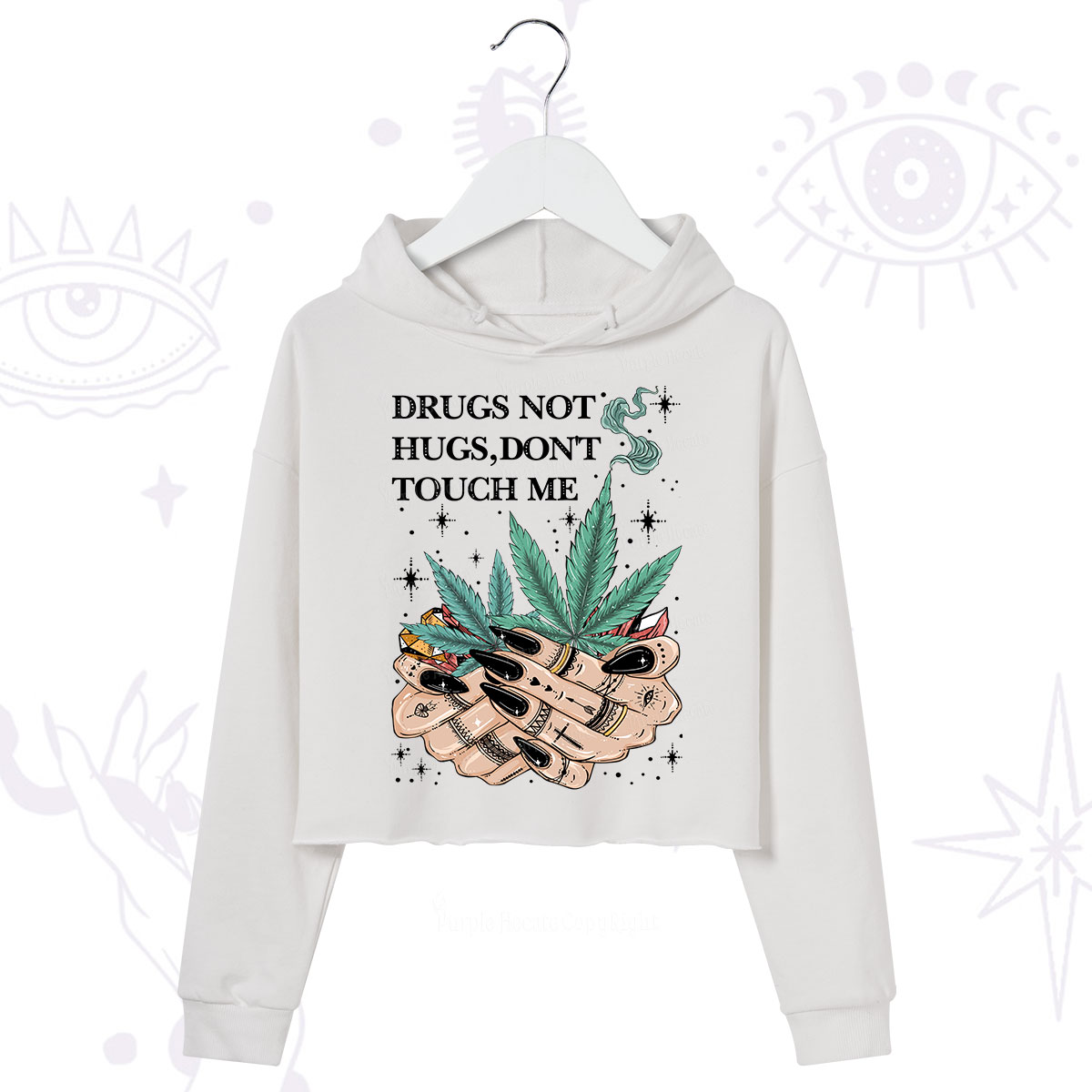 Purplehecate Drugs Not Hugs Crop Hoodie