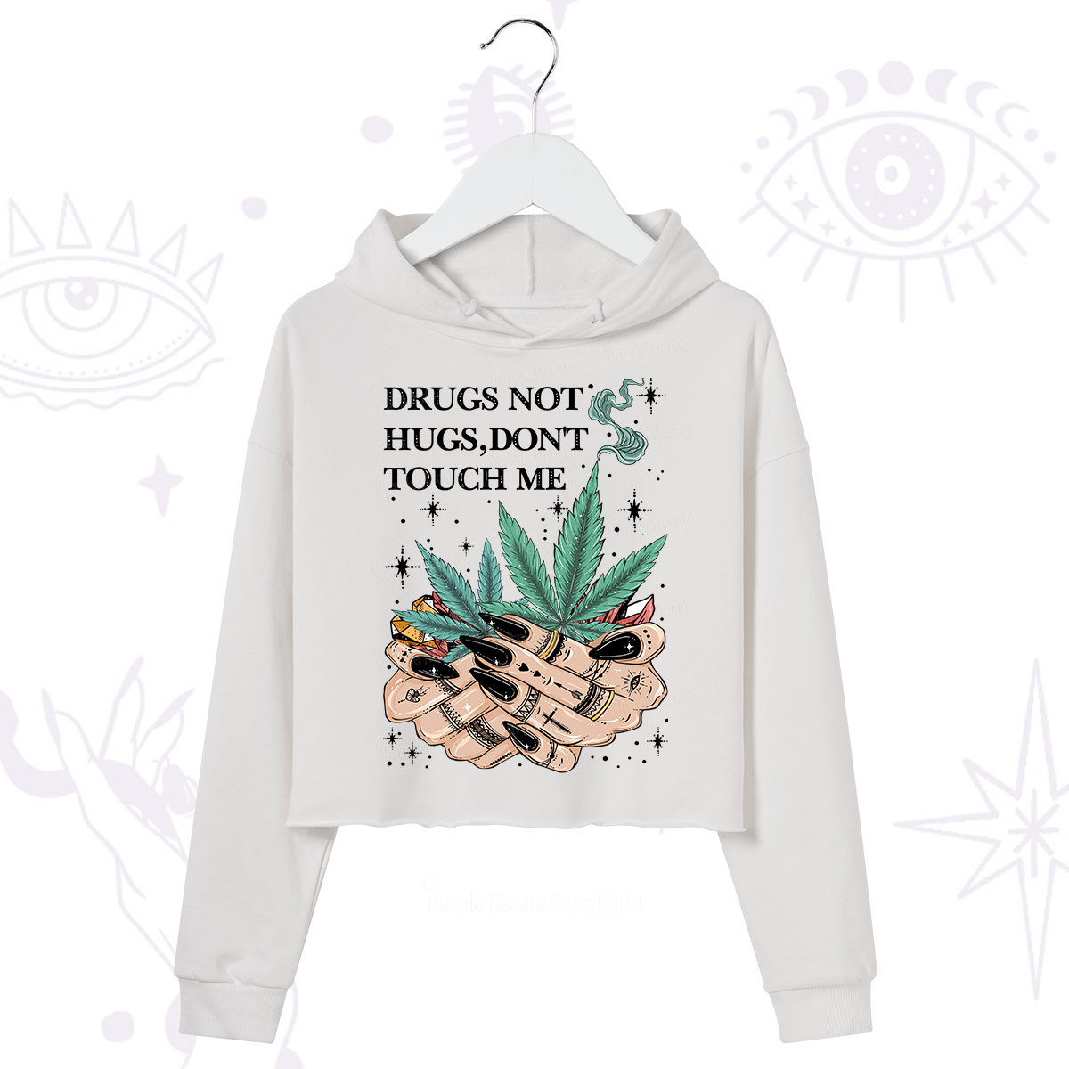 Purplehecate Drugs Not Hugs Crop Hoodie