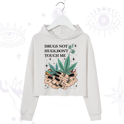 Purplehecate Drugs Not Hugs Crop Hoodie