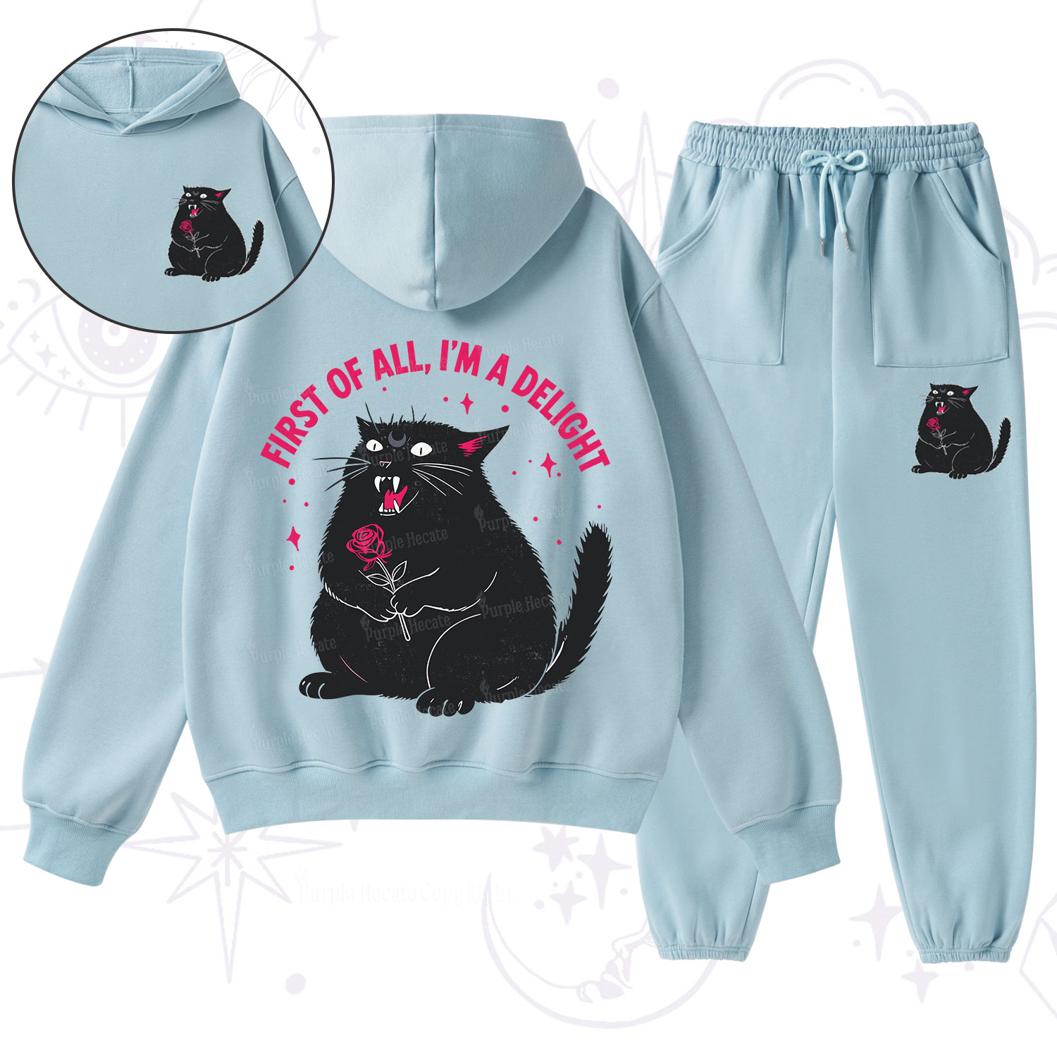 Purplehecate First Of All I'm A Delight Cat Fleece Hoodie Suit