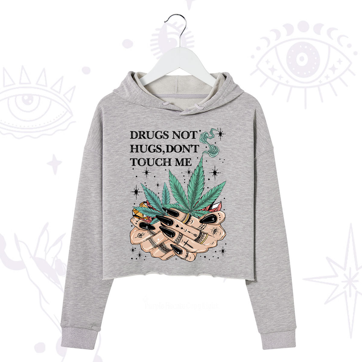 Purplehecate Drugs Not Hugs Crop Hoodie