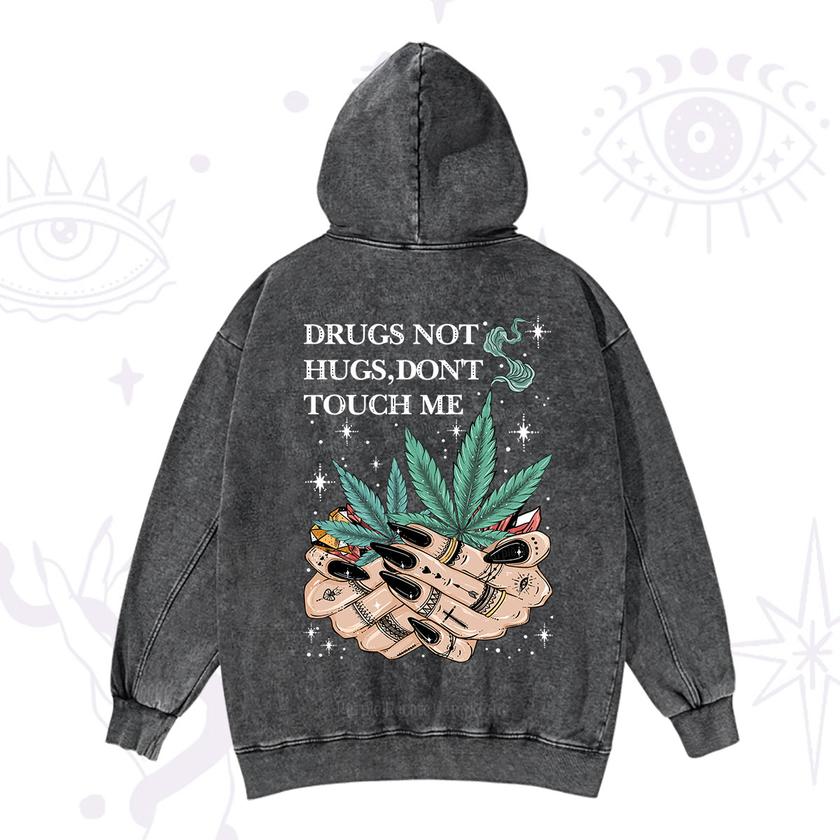 Purplehecate Drugs Not Hugs Washed Hoodie