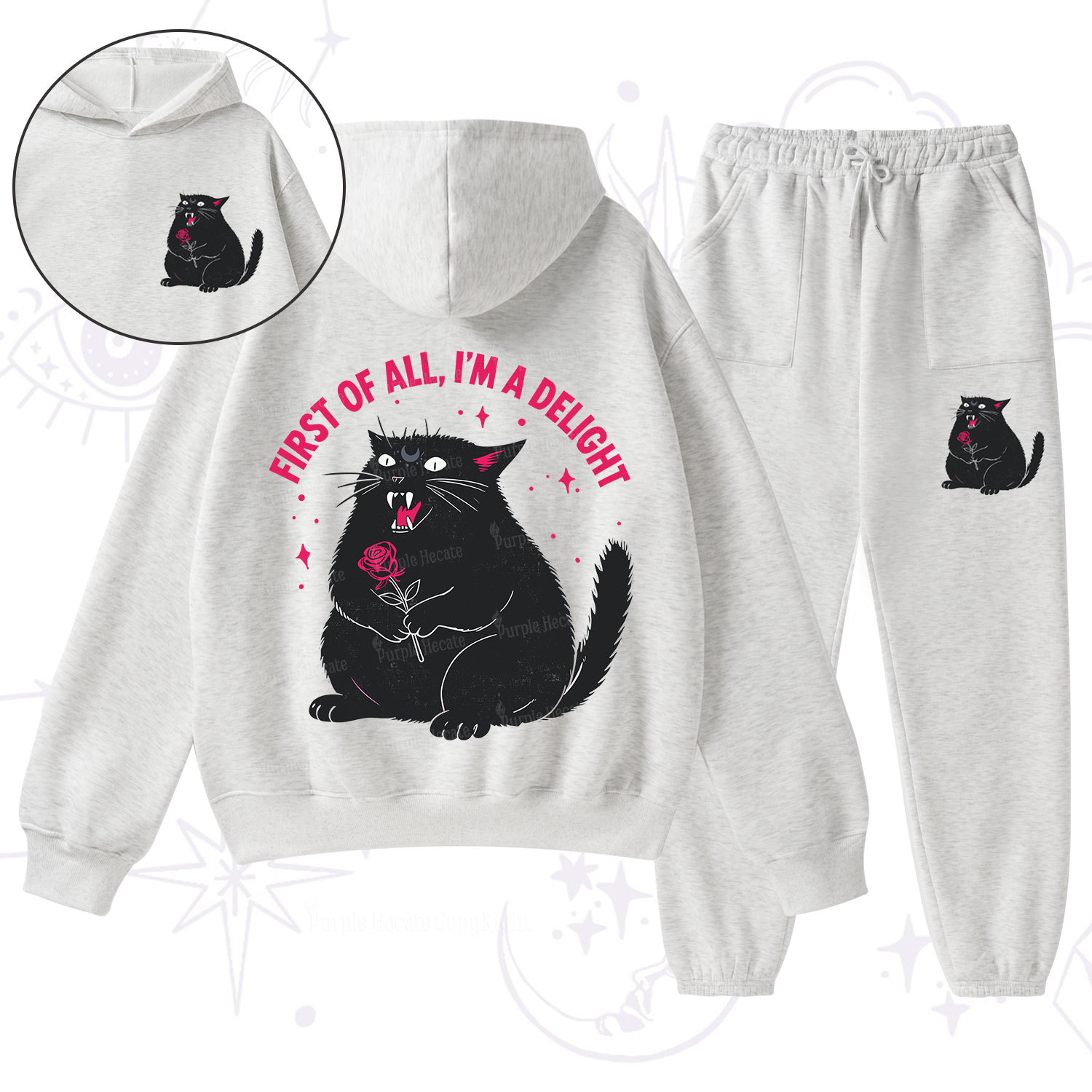 Purplehecate First Of All I'm A Delight Cat Fleece Hoodie Suit