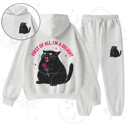 Purplehecate First Of All I'm A Delight Cat Fleece Hoodie Suit