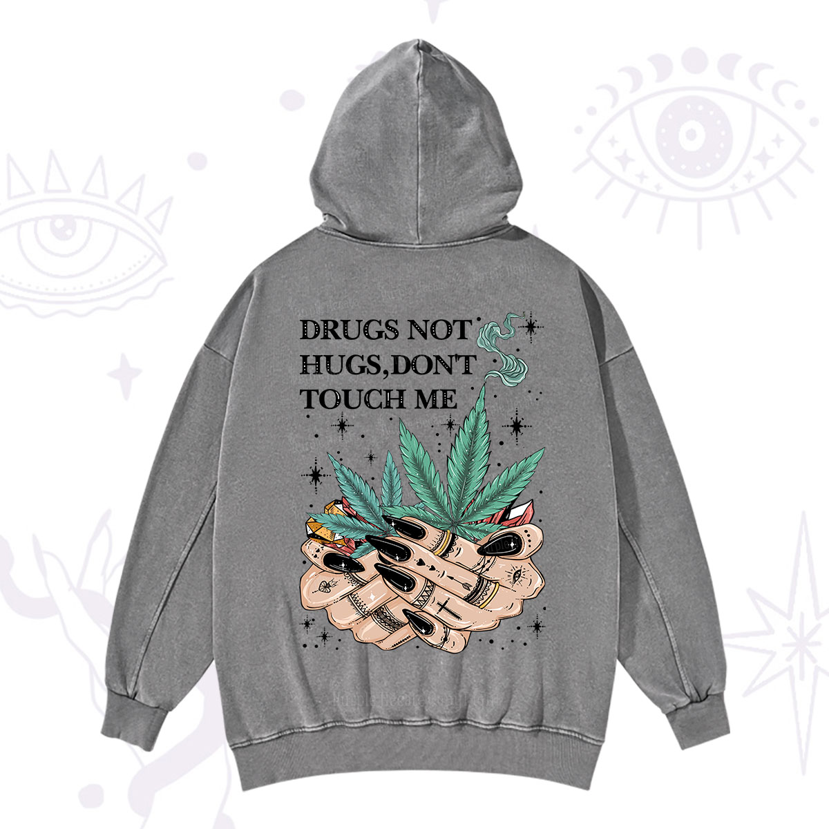 Purplehecate Drugs Not Hugs Washed Hoodie