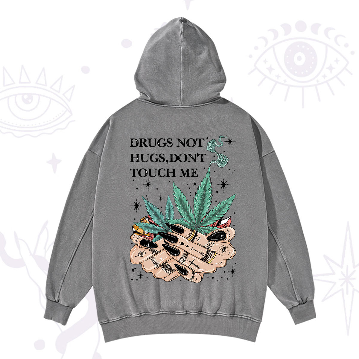 Purplehecate Drugs Not Hugs Washed Hoodie