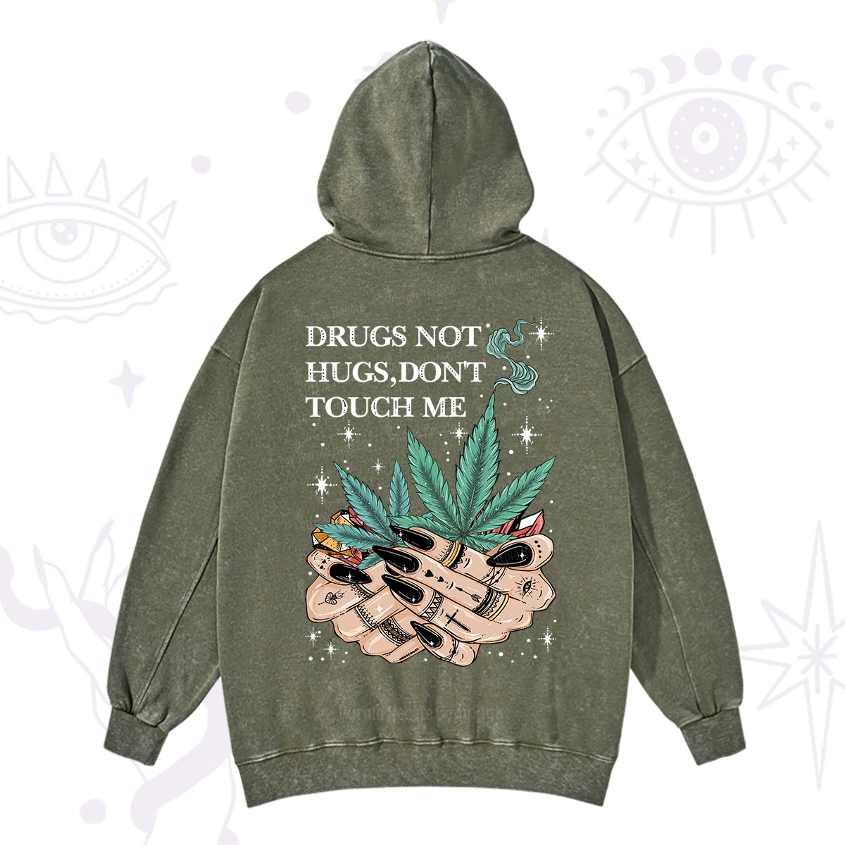 Purplehecate Drugs Not Hugs Washed Hoodie