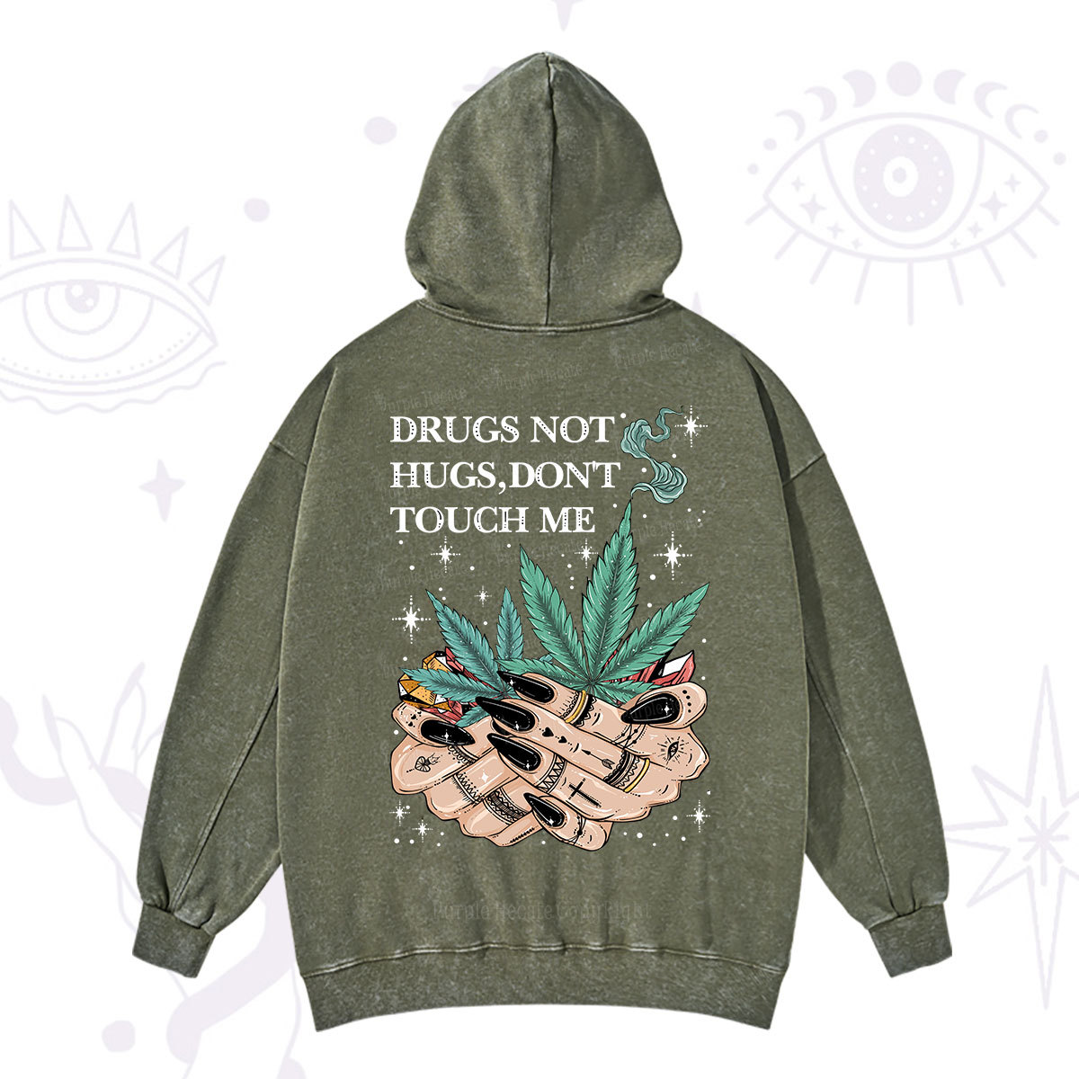 Purplehecate Drugs Not Hugs Washed Hoodie